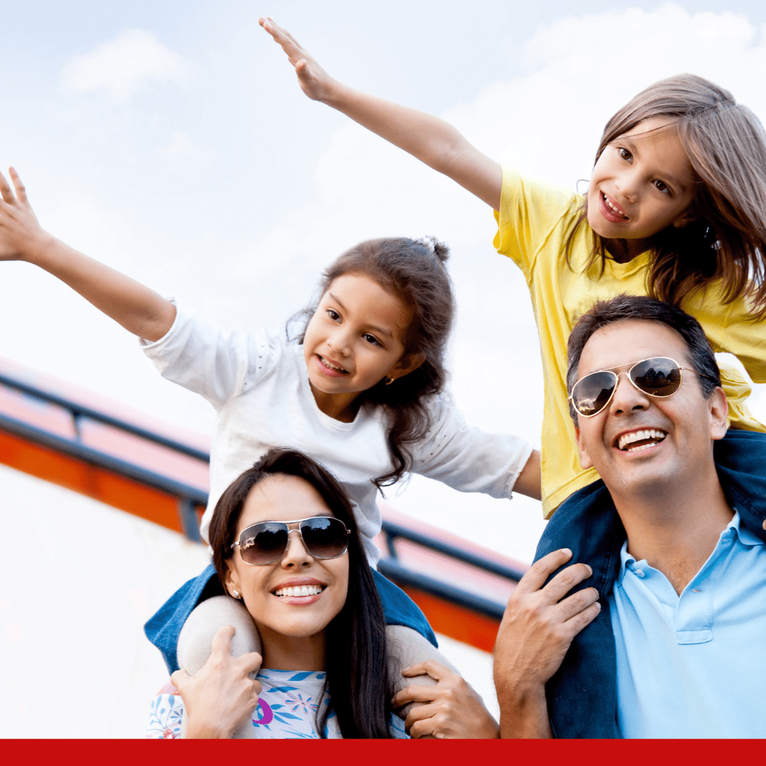 Family of 4 excited and ready to board the aircraft